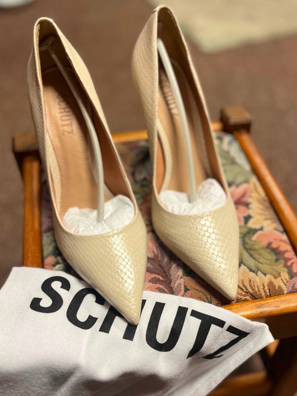 Schutz Sugar White Snake Embossed Lou Women's Pump